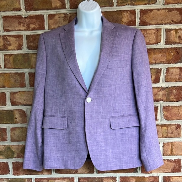 Custom made Indochino made for you Purple 100% linen Blazer with pockets